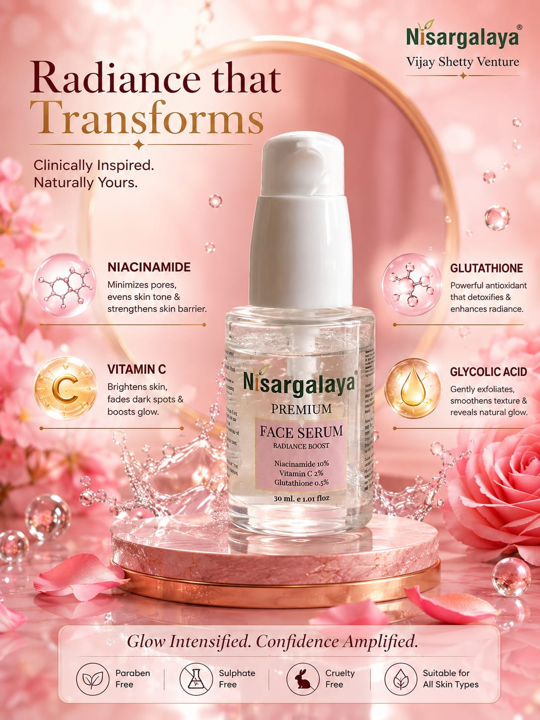 Nisargalaya Brightening Face Serum – Radiance & Repair