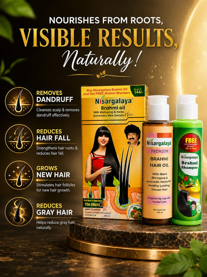Nisargalaya  Brahmi Hair Oil + Head Massager