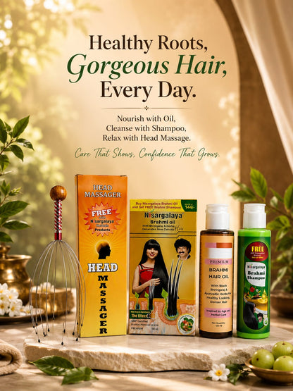 Nisargalaya  Brahmi Hair Oil + Head Massager