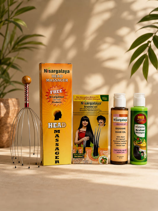 Nisargalaya  Brahmi Hair Oil + Head Massager