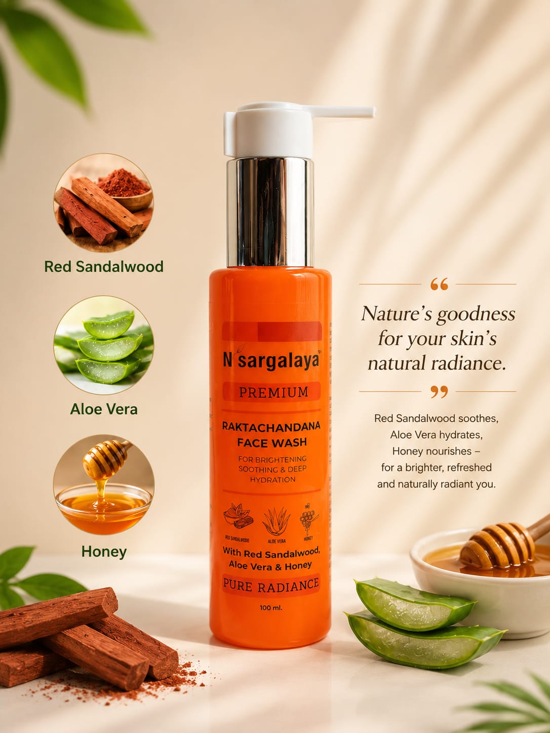 Nisargalaya Red Sandalwood Face Wash – Glow & Cleanse