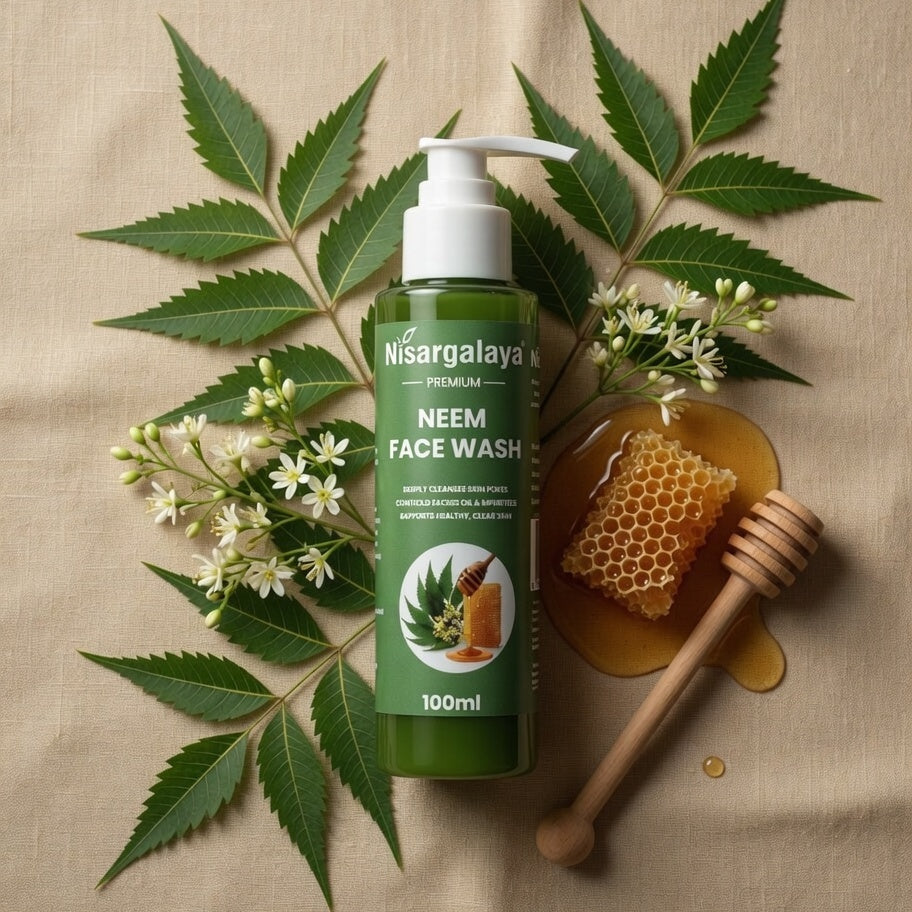 Nisargalaya Neem Face Wash | Ayurvedic Proprietary Formula for Deep Cleansing, Clear & Naturally Glowing Skin